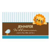 Darling Aqua Lion & Birdie Mommy Calling Card Business Card