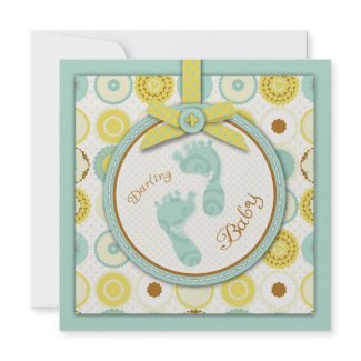 Darling Baby Toes Square Card invitation