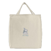 Darling Customizable Bunny Tote Bag - Blue embroidered bags by naturetees Darling Customizable Bunny Tote Bag - Blue embroidered bags
