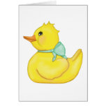 Darling Ducky with Green  Ribbon Blank Greeting Cards