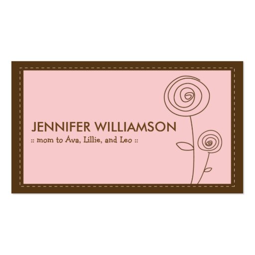 Darling Flower Mommy Calling Card (pink) Business Card (front side)