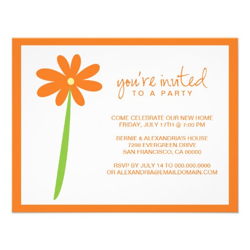 Darling Flower Party Invitation (Orange)