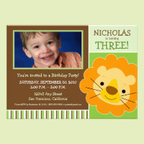 Darling Lion Boys Birthday Party Invite (lime) invitations
