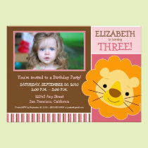 Darling Lion Girls Birthday Party Invite (pink) invitations
