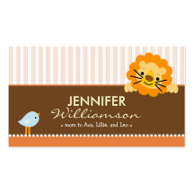 Darling Orange Lion & Birdie Mommy Calling Card Business Card Template