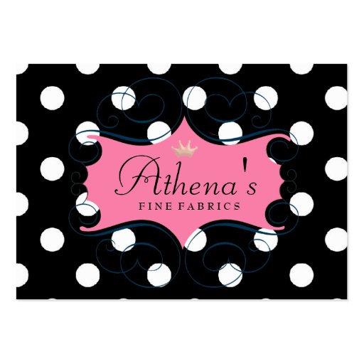 Darling Pink Frame On Black and White Polka Dots Business Card Template