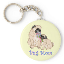 Darling Pug Mom Spring Design Keychain
