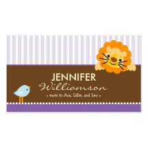 Darling Purple Lion & Birdie Mommy Calling Card Business Card Template