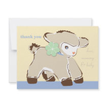 Darling Toy Baby Lamb Note Card Personalized Announcement