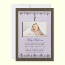 Darling Victorian 5x7" Lilac Baptism Invitation invitations
