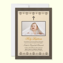 Darling Victorian 5x7" Peach Baptism Invitation invitations