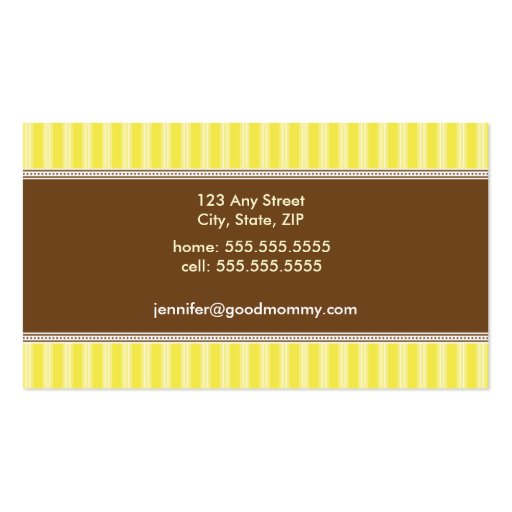 Darling Yellow Lion & Birdie Mommy Calling Card Business Card Template (back side)