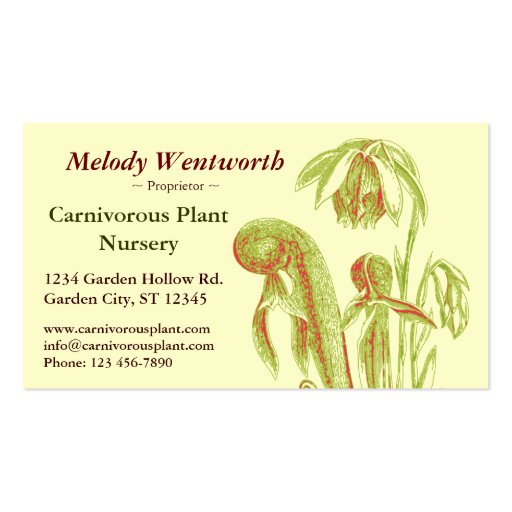 Darlingtonia californica Floral Business Card (front side)