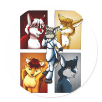 Darrik - Fox of Many Colors Round Stickers
