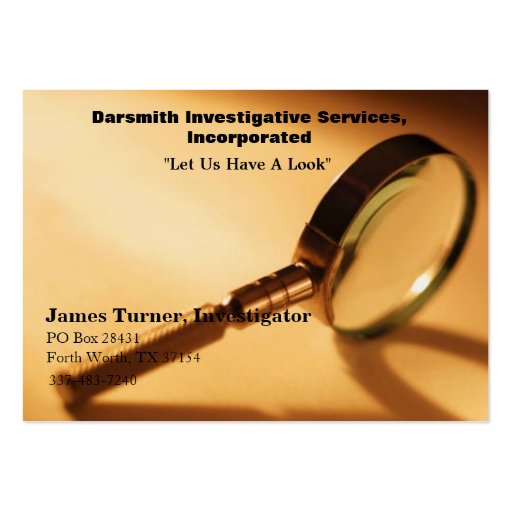 Darsmith Investigation Services, Inc  Cards Business Card Templates (front side)
