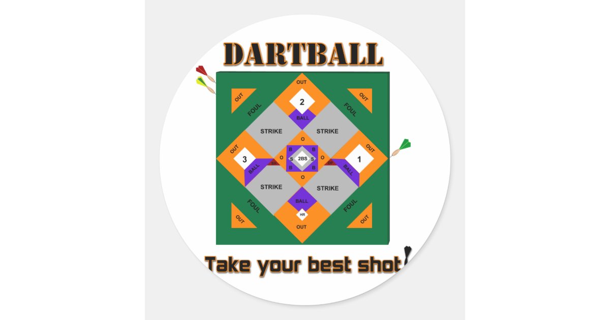 Dartball Classic Round Sticker Zazzle