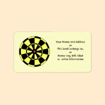 Dartboard Yellow Black Red Bullseye Personalized Address Label