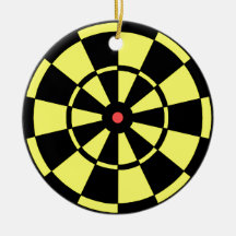 Dartboard Yellow Black Red Bullseye Christmas Tree Ornaments