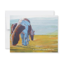 Dartmoor miniature ponies painting misty landscape custom invitation