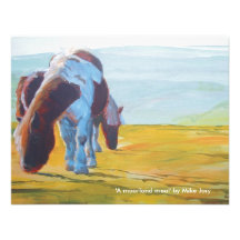 Dartmoor miniature ponies painting misty landscape custom invitation