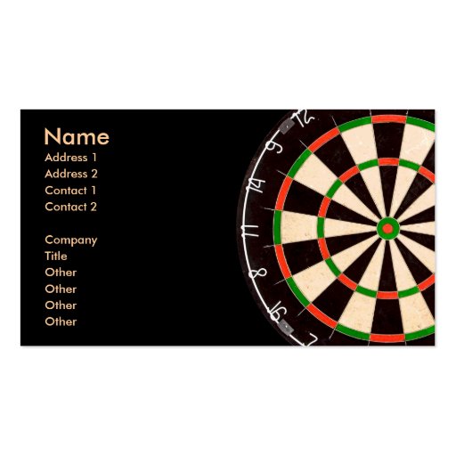 Darts Board Business Card Templates (front side)