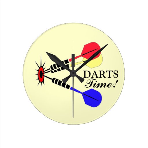 Darts! Round Clock Zazzle