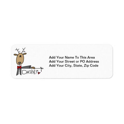 Dasher Reindeer Christmas T-shirts and Gifts Custom Return Address Labels