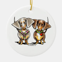 Dashing Dappled Dachshunds Christmas Tree Ornament