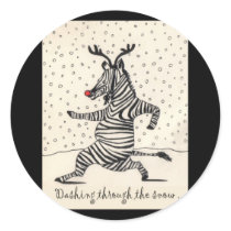 Dashing through the snow round stickers