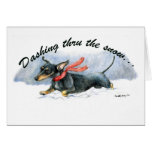 "Dashing Thru the Snow"Dachshund Art Greeting Card