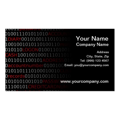 Data Security Business Card (front side)