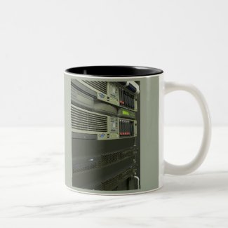 datacenter computer servers rack Two-Tone coffee mug