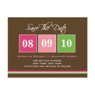 Date Blocks - Fuchsia Green postcard