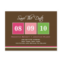 Date Blocks - Fuchsia Green Post Cards