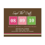 Date Blocks - Fuchsia Green Post Cards