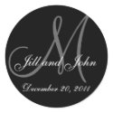 Date, First Names and Initial Monogram Sticker