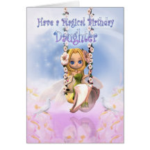 Daughter Birthday card with Cutie Pie fairy on swi