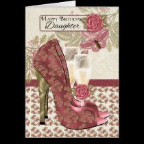 Daughter Champagne And Shoes Birthday Card cards