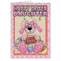 Daughter Easter Card - Easter Bunny & Easter Eggs
