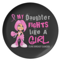 Daughter Fights Like Girl Breast Cancer 42.9.png Dinner Plate