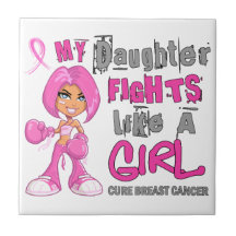 Daughter Fights Like Girl Breast Cancer 42.9.png Ceramic Tile