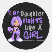 Daughter Fights Like Girl H Lymphoma 42.9 Round Stickers