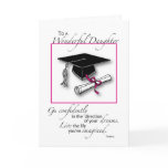 Daughter Graduation Pink Black Greeting Card
