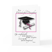 Daughter Graduation Pink Black Greeting Card