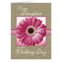 Daughter Wedding Day Pink Gerbera Greeting Card