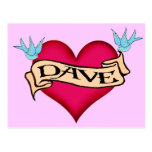Dave - Custom Heart Tattoo T-shirts & Gifts Post Card