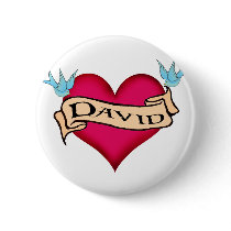 David - Custom Heart Tattoo T-shirts & Gifts buttons by customtattoogifts David - Custom Heart Tattoo T-shirts & Gifts buttons