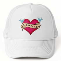 David - Custom Heart Tattoo T-shirts & Gifts Trucker Hat