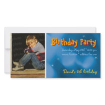 David's Birthday Party Photo Invitation Photo Greeting Card