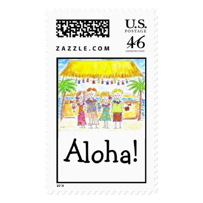 Davis Dec Tiki Hut- Aloha! Postage Stamp
